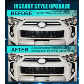 Fog Lights Fang Decals for Toyota 4Runner 2014-2024, ABS Plastic Stickers Blackout Overlay Front Bumper Trim Grill Insert, Easy Peel & Stick Upgrade (Matte Textured)