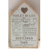 Toilet Rules Plaque Wooden Sign Shape Rustic Shabby Chic Gift