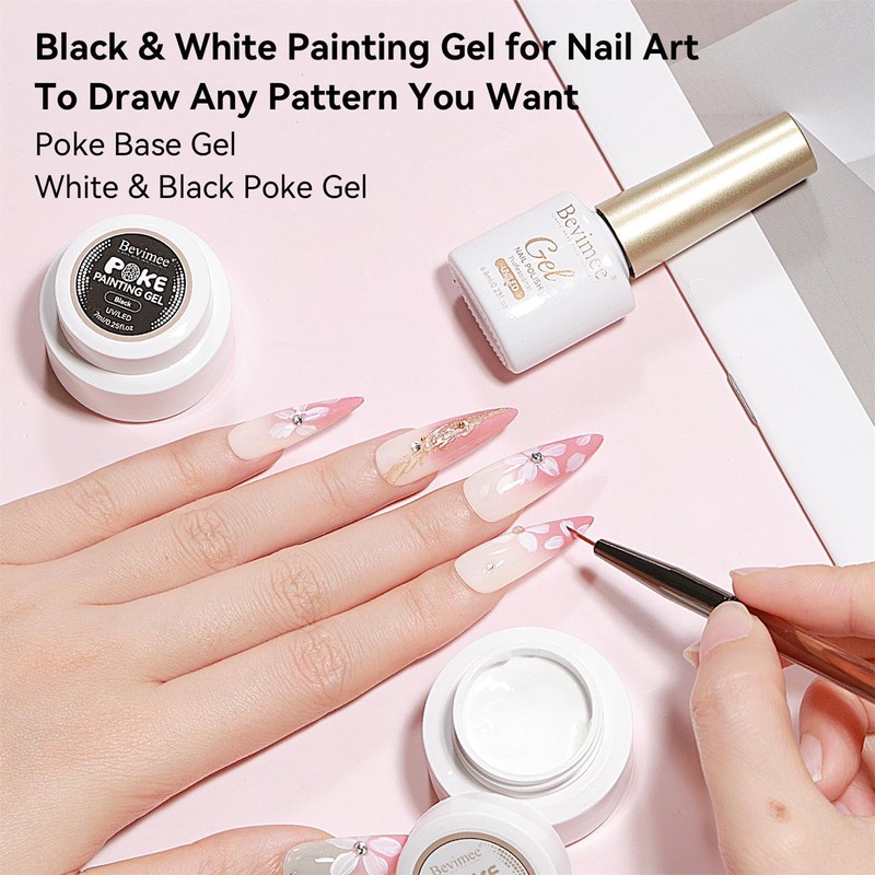 Black & White Painting Gel for Nail Art, Gel Polish