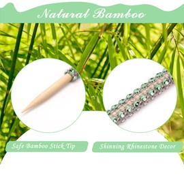 Candy Apple Bamboo Sticks, 24P Candy Apple Bling Sticks with 30p Candy Bags & 1 Roll 25yd Glitter Ribbon, Caramel Apple Wooden Bling Pointed Skewers for DIY Candy Apple Kits