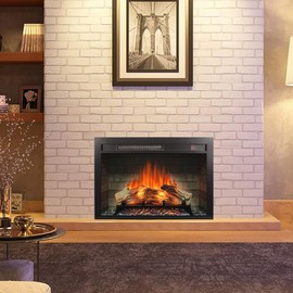 Innoflame 28" Electric Fireplace Insert, Adjustable 8 Flame Colors/Thermostat, Remote, Timer, Fireplace Heater for Living Room, 1400W(26.4"x20")