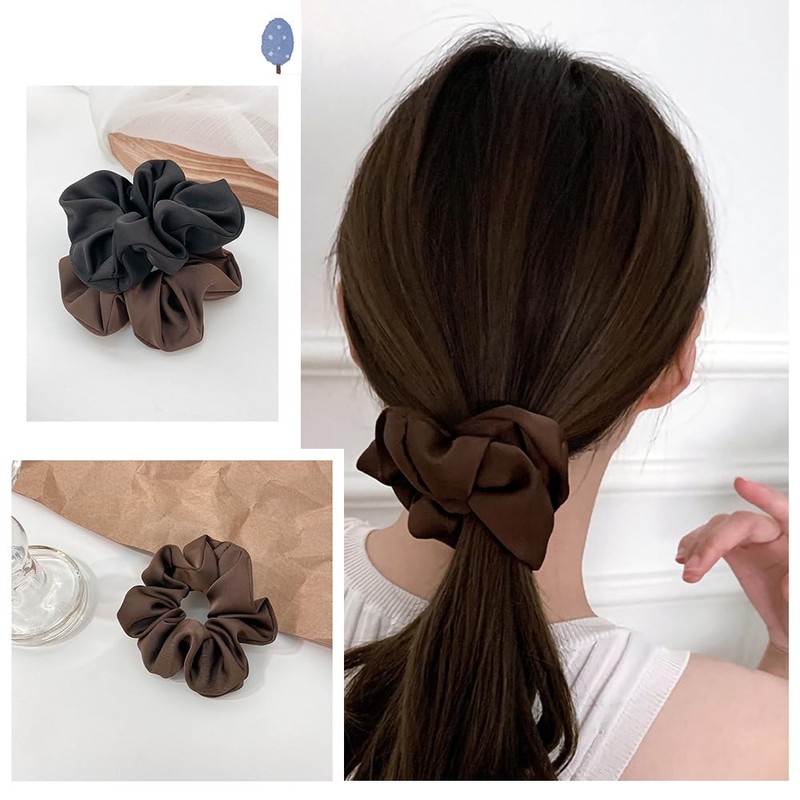 RAINY LEMON, Hair Elastic Scrunchie, Stylish, Adults, Volume, Large, Satin