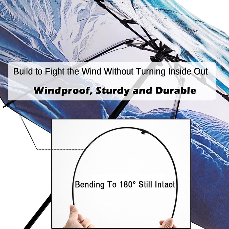 LANBRELLA Umbrella Compact Inverted Folding Umbrellas Auto Open Close -