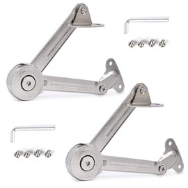 QBOSO Lid Support Hinge in Satin Nickel Folding Lid Stay Hinge with Soft Close, Perfect for Toy Box/Drawer Window/Wardrobe/Cabinet Door,35Lb (Normal Style 1pair)