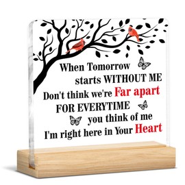 Sympathy Memorial Gifts for Loss of Loved One, Bereavement Remembrance Gifts for Loss of Father Mother Son Husband, When Tomorrow Starts Without Me Acrylic Plaque Sign with Wooden Stand Home Decor0613