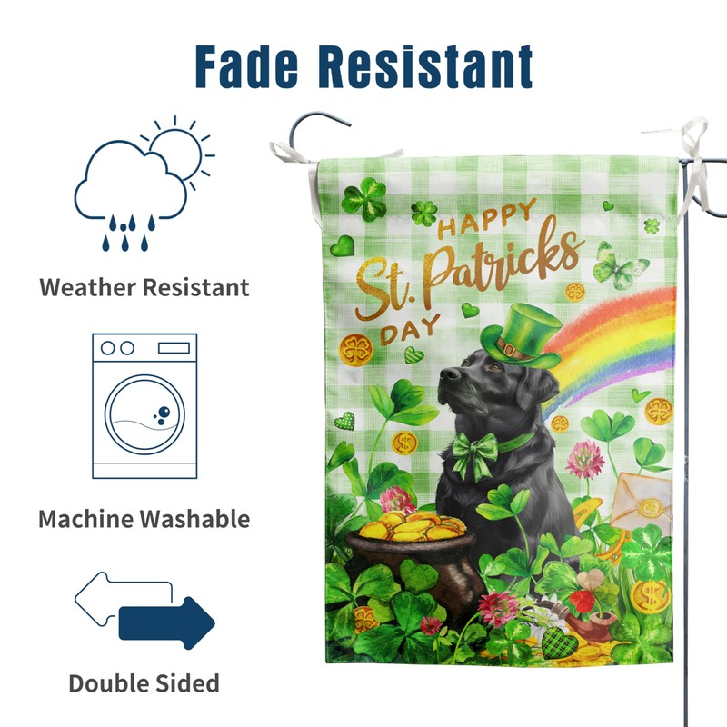Black Lab St Patricks Day Garden Flag Labrador Dog St