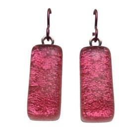 Stunning Rose Pink Fused Dichroic Glass Hypo-Allergenic Niobium Earrings N314