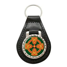 Celtic cross Christian Leather Key Fob