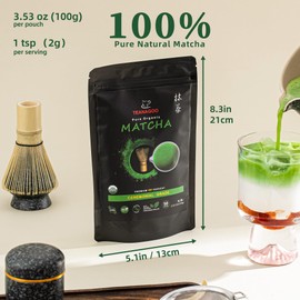 TEANAGOO Matcha Powder Ceremonial Grade, Premium Green Tea for Latte/Breakfast Beverage/Daily Green Tea, USDA Organic Ceremony Matcha Tea, Unsweetened No Additives, First Harvest, 3.53oz(100g)