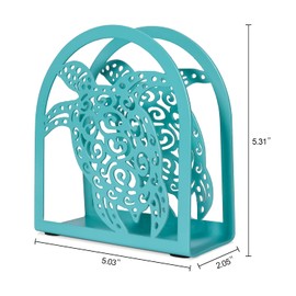 Shinlar Beach Coastal Theme Sea Turtle Napkin Holder for Table Kitchen, Metal Napkin Holders Dispenser for Kitchen, Turtle Ocean Decor Ideas, Teal Turtle Napkins Holder Kitchen Accessories and Decor