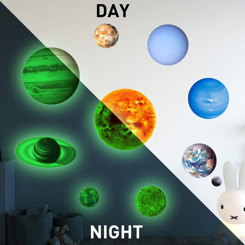 10 Planets Solar System Wall Sticker Luminous Set for Wall