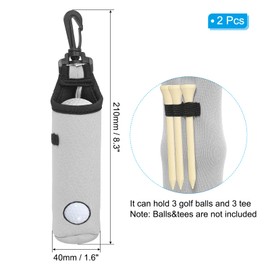 PATIKIL Golf Ball Carry Bag, 2 Pcs Golf Tee Holder Pouch Portable Neoprene Golf Ball Holder with Clip for Men and Women Storage Gifts, White