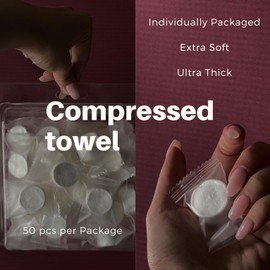 50 PCS｜(Compressed 0.9")(Expand11.8"*11.8")｜Compressed Towel｜Premium Disposable Washcloths ｜Travel｜Face ｜Hand Washing｜Extra soft ｜Thick Large｜Camping｜Hiking｜Backpacking｜Eco-Friendly｜