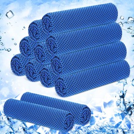 Hosuly 12 Pieces Cooling Towels for Hot Weather Soft Breathable Cold Towel Yoga Towels for Sweat, Sports, Workout, Fitness, Gym, Running, Travel Camping, 12 x 40 Inch (Dark Blue)