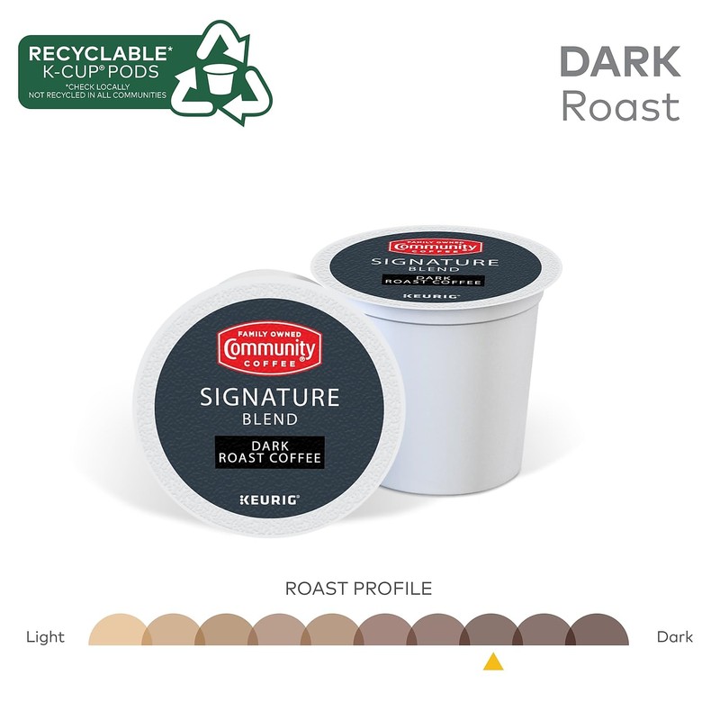 Community Coffee Signature Blend 24 Count Coffee Pods, Dark Roast,
