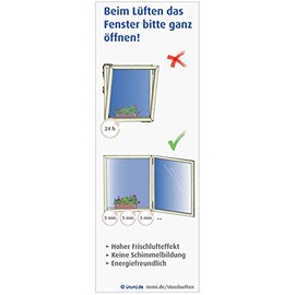 immi 4x "Bitte richtig lüften, einfach (v1) Removable Window Frame Sticker 51 x 148 mm
