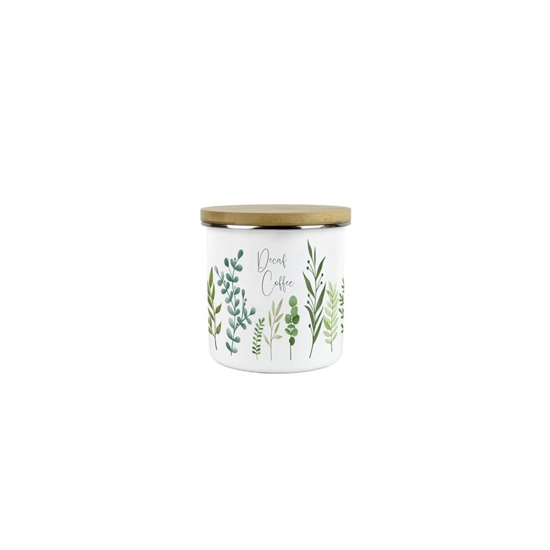 Green Leaves Decaf Coffee Storage Canister - Vibrant Foliage Kitchen