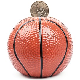 FORLONG Ceramic Basketball Piggy Bank for Boys, Sports Coin Bank, Bedroom Decor Money Box-M