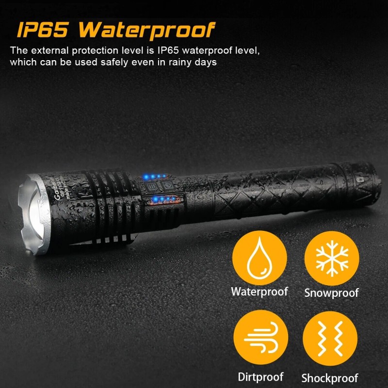 Garberiel 9000000 Lm XHP120 LED Flashlight Super Bright Rechargeable Powerful
