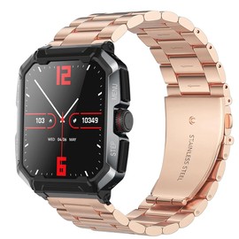 Compatible with Anyloop Smartwatch Bands,Lamshaw 22mm Stainless Steel Metal Replacement Straps Compatible for Anyloop CW01/LA32/ALW47/V3SA Smartwatch (Rose Gold)