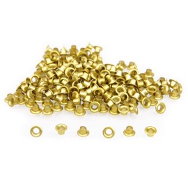 FoRapid 3mm/1/8 Aluminum Quicklet Eyelets-Scrapbooking/Birthday Wedding Baby Greeting Holiday Card/Paper Craft/Luggage Cruise Tag/DIY Album/Clothing etc-200 PCS (Gold)