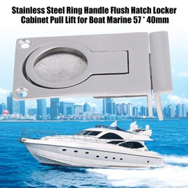 Pull Lock Stainless Steel – 2pcs Boat Hatch Handle, 57 x 40 mm 316 Stainless Steel Ring Handle Flush Hatch Locker Cabinet Pull Lift with Clamping Slot Replacement for Boat Marine