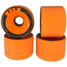 AOB Premium Longboard/Cruiser 2K Wheels (4 Pieces) Set Concentricity Calibrated Roughened Polished (Orange 74 x 52 mm 78A)