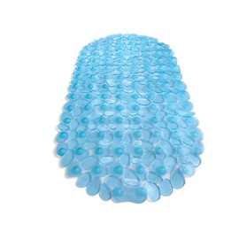 TIKE SMART “Pebbles” Non-Slip Bathtub & Shower Mat 27”x14” Oval - Non-Toxic - Safe, Clean, Machine-Washable, Superior Grip & Drainage, Vinyl, for Smooth Floors ONLY, Transparent Aqua