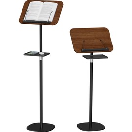 Snughome Floor Book Stand with Removable Tray, Wood Standing Book Stand for Reading, Height Adjustment 21"-51", Music Stand Cookbook Stand Textbook Stand Laptop Stand Book Holder for Display