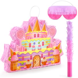 VWAERR Christmas Candyland Pinata with Blindfold Stick Fillable for Candy and Treats Pinata Christmas Hanging Mexican Birthday Party Games Decorations