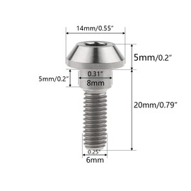 Wanyifa Titanium Motorcycle Brake Disc Bolt Screw M6 x 20 25mm for Suzuki GSXR Yamaha R1 R6 YZF Pack of 6 (Normal Titanium, M6x20mm)