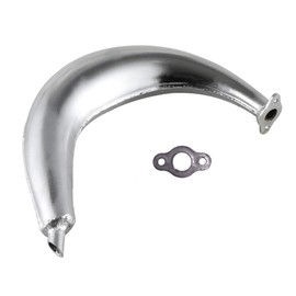 HGC 40mm Half Moon Banana Silencer Muffler Exhaust Pipe Chrome Upgrade High Performance For 49cc 60cc 66cc 80cc 2-Stroke Engine Motor Motorized Motorised Bicycle Bike Silver