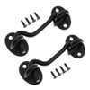 Jiozermi 3" Privacy Hook and Eye Latch, Black, 2pcs