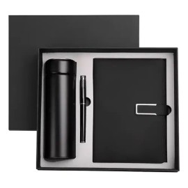Caja Regalo Cuaderno Agenda De Cuero Con Bolígrafo Y Termo