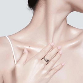 SILBERTALE 925 Sterling Silver Fidget Ring Anxiety Rings for Women Adjustable Thumb Ring Cubic Zirconia Stress Rings