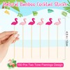 150 Pcs Flamingo Cocktail Picks 4.7Inch Cocktail Sticks Bamboo Toothpicks,