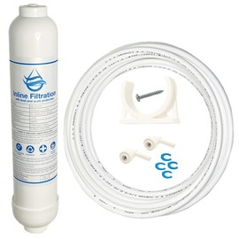 Inline Refrigerator and Ice Filter with Lead and Scale Protection,1,500 Gal Capacity, Reduces Chlorine, Lead, Odor, Taste and Scale. 15' NSF 1/4" Tubing, Speed Fit with Accessories (Install Kit)