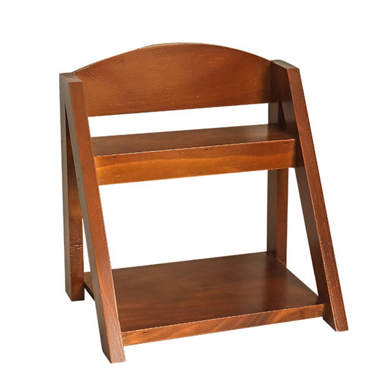 Desktop Organizer Retro Aesthetic Office Storage Rack Home Decor Wood