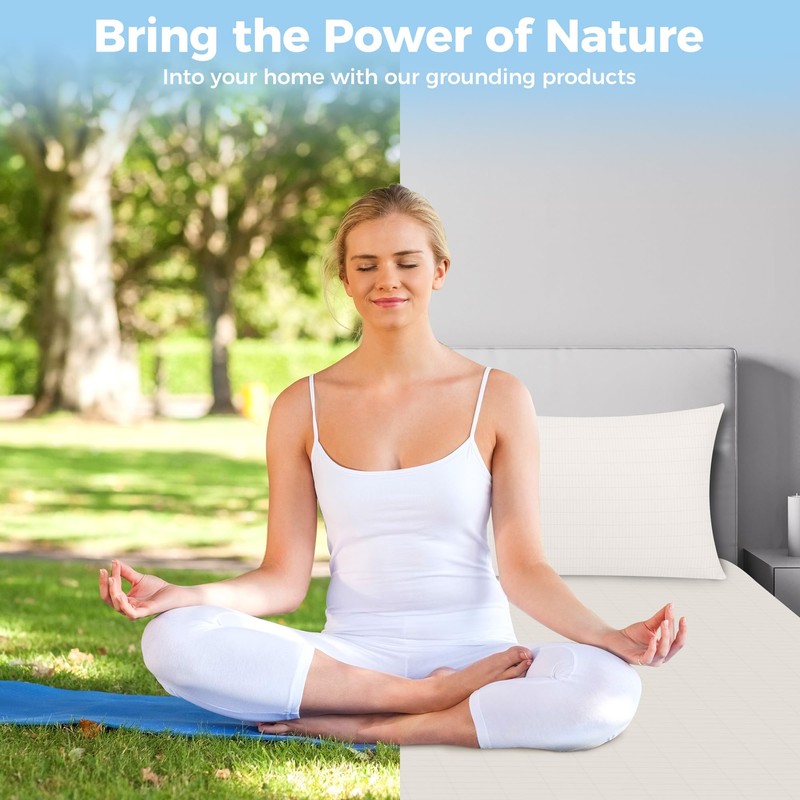 VigorVortex Earthing Cushion Cover, 10% Silver Conductive Grounding Mat with