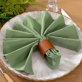 LINXTAR Cloth Napkins Sage Green Cotton Napkins Set of 4 17"x17" Washable Home Dinner Napkin Reusable Rustic Dinner Napkins for Wedding Party Banquet Baby Shower Decoration