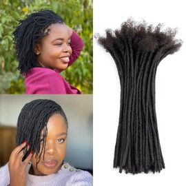 6inch Small 0.4cm Width 100 strands 100% Human Hair Dreadlock Extensions for Men/Women/Kids Full Hand-made Permanent Dread Loc Extensions Human Hair Can be Dyed and Bleached