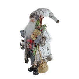 Windy Hill Collection Soft & Furry Plaid Woodland 18" Inch Santa Claus Standing Figurine Figure Decoration 180039