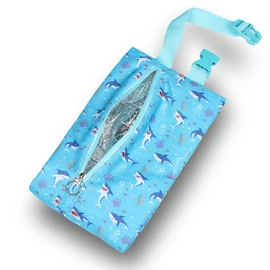 Maplerich Mini Insulated Snack Bag, Freezable Small Cooler Bag with Zipper and Adjustable Buckle, Rectangular Thermal Cooler Bag (Blue Shark)