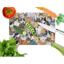 Caroline's Treasures BDBA0414LCB Cats Galore Glass Cutting Board Large, 12H x 16W, multicolor