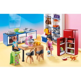 PLAYMOBIL PLAYMOBIL Dollhouse 70206 Familienküche, Küchenzeile mit Backofen, Spülmaschine, Kühlschrank und Essbereich sowie cleveren Utensilien zum Kochen, Ab 4 Jahren