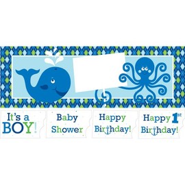 Giant Birthday Party Banner with Stickers, Ocean Preppy Boy