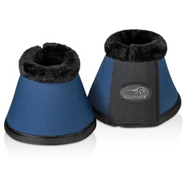 Equinate Furlyn Bell Boots with Synthetic Lambskin, L, Navy, Robust and Shock-Absorbing Neoprene Jumping Bells, Hoof Protection for Training and Tournaments, Set of 2