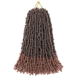 GUOHUI Butterfly Locs Crochet Hair 18 Inch Ombre Light Brown 6 Packs All Handmade Pre Looped Soft Distressed Faux Locs Braids for Women Kids (18", T30)