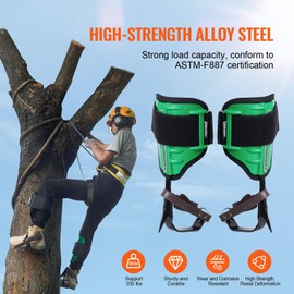 Happybuy Tree Climbing Spikes, 1 Pair Alloy Steel Climbing Spurs, 350lbs Load Capacity with Straps & Spike Protectors, Arborist Gear for Climbers, Hunting, Fruit Picking, Green