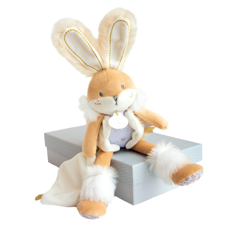 Doudou et Compagnie DC3485 Rabbit Sugar White Pantin with Blanket